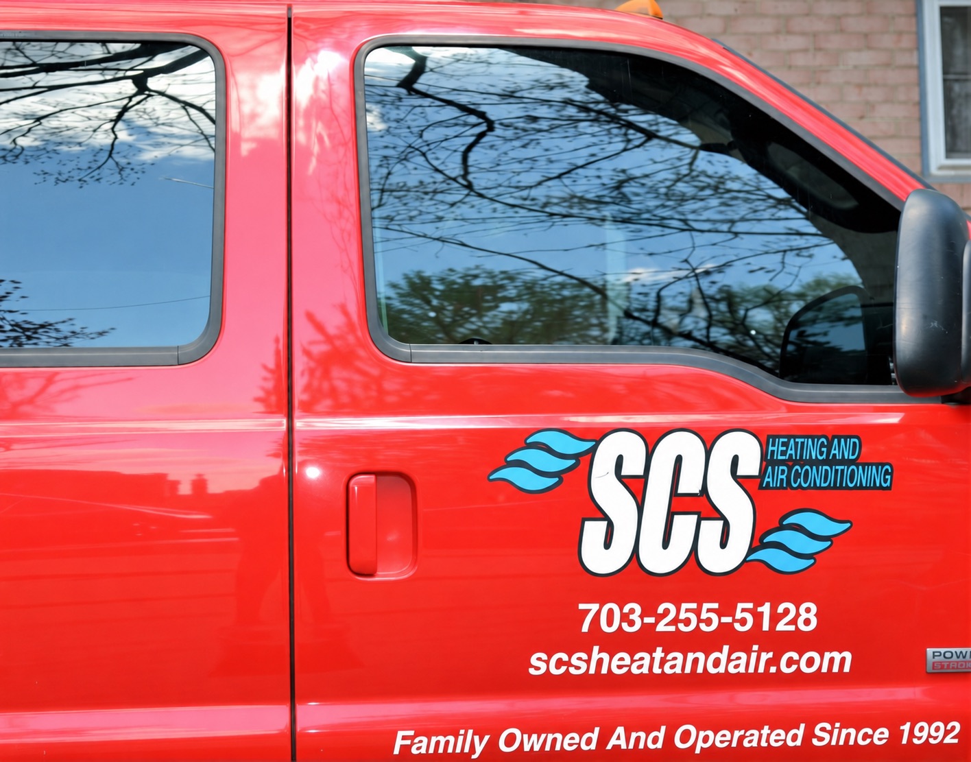 SCS Heating and Air Conditioning company van